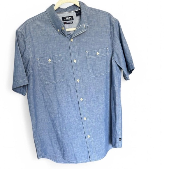 Chaps Men’s Classic-Fit Go Untucked Chambray Blue Size M, Perfect Condition - Picture 3 of 7